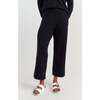 Wool Cashmere Cropped Wide Leg Track Pants, Navy - Pants - 1 - thumbnail