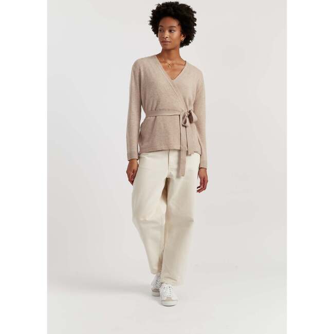 Wool Cashmere Light Wrap Cardigan, Soft Oat