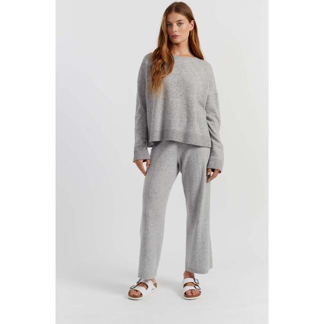 Wool Cashmere Light Relaxed Sweater, Light Grey