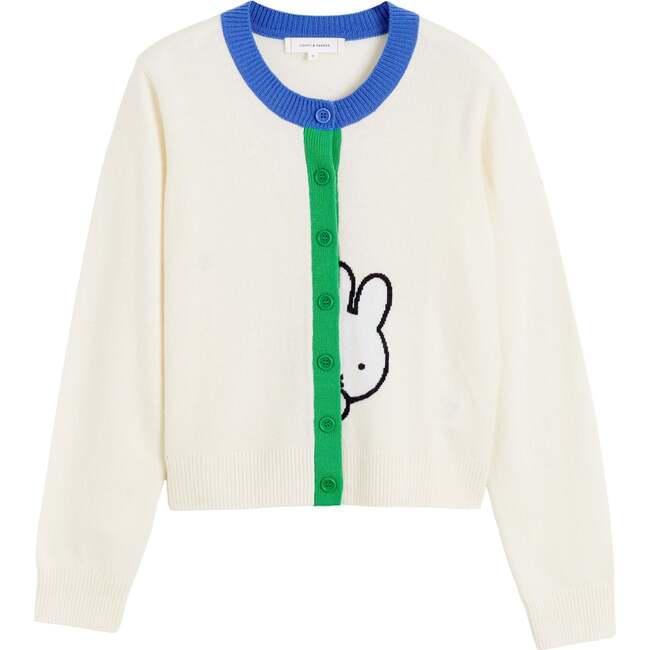 Wool Cashmere Miffy Peek Placket Sweater, Cream - Sweaters - 4