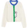 Wool Cashmere Miffy Peek Placket Sweater, Cream - Sweaters - 4