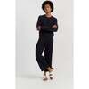 Wool Cashmere Cropped Wide Leg Track Pants, Navy - Pants - 2