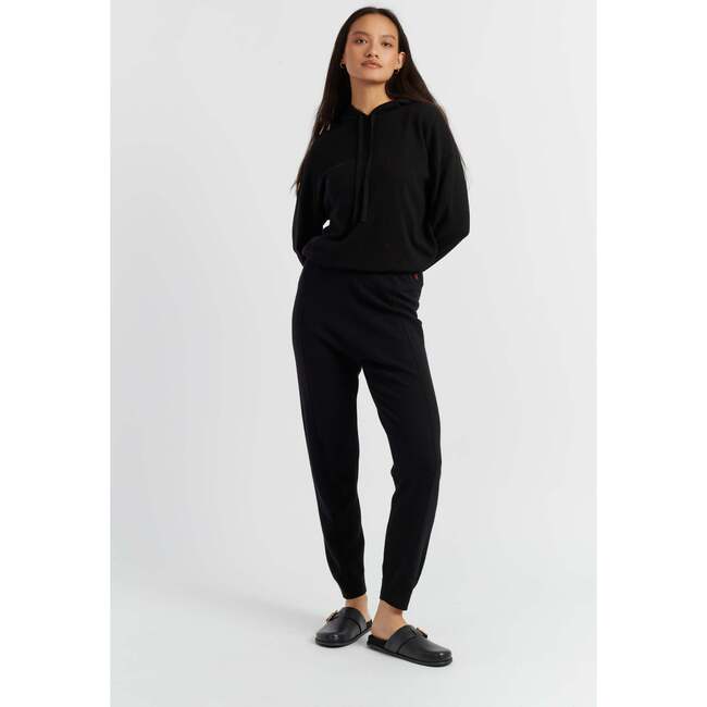 Wool Cashmere Cuffed Joggers, Black