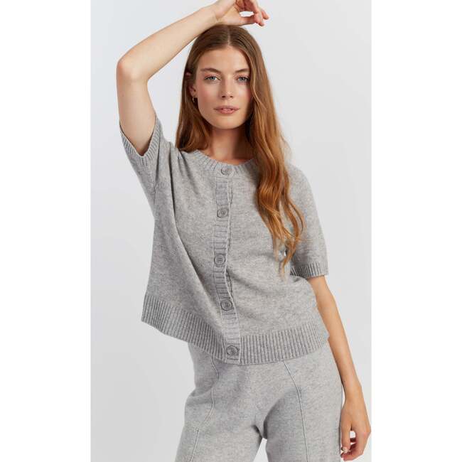 Wool Cashmere Light Button Tee, Light Grey - Sweaters - 3