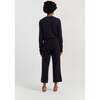 Wool Cashmere Cropped Wide Leg Track Pants, Navy - Pants - 3