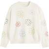 Wool Cashmere Garden Flowers sweater, Cream - Sweaters - 4
