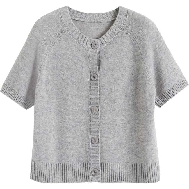 Wool Cashmere Light Button Tee, Light Grey - Sweaters - 4