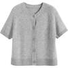 Wool Cashmere Light Button Tee, Light Grey - Sweaters - 4