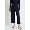 Wool Cashmere Cropped Wide Leg Track Pants, Navy - Pants - 4