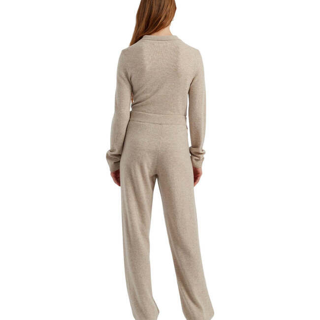 Wool & Cashmere Wide Leg Track Pant, Soft Oat - Pants - 3