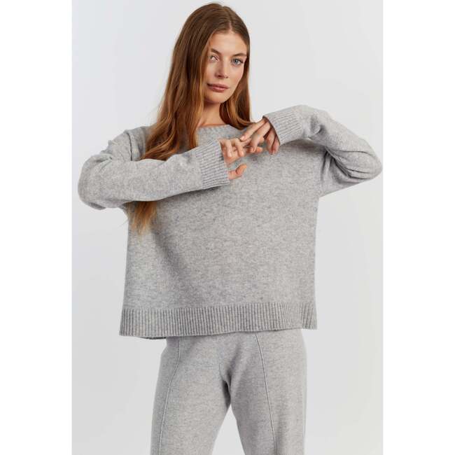 Wool Cashmere Light Relaxed Sweater, Light Grey - Sweaters - 4