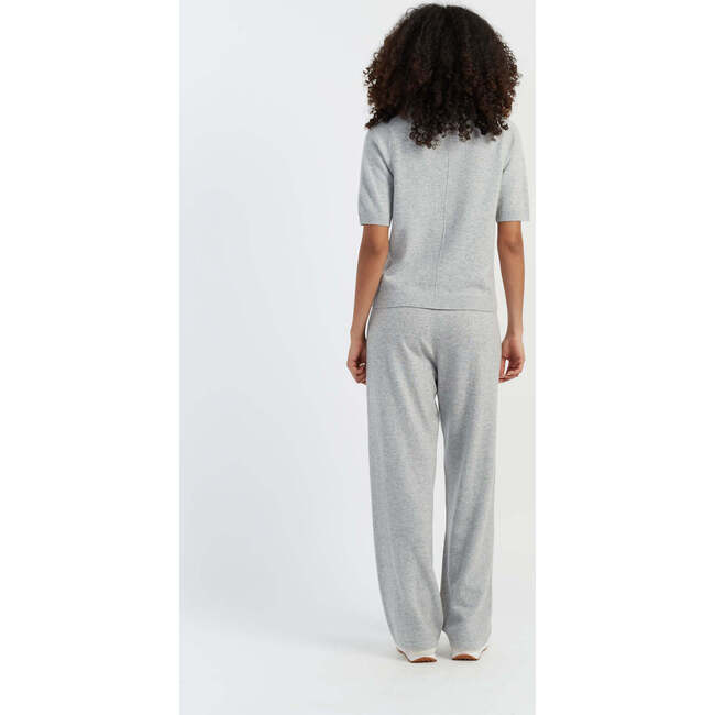 Wool & Cashmere Wide Leg Track Pant, Light Grey