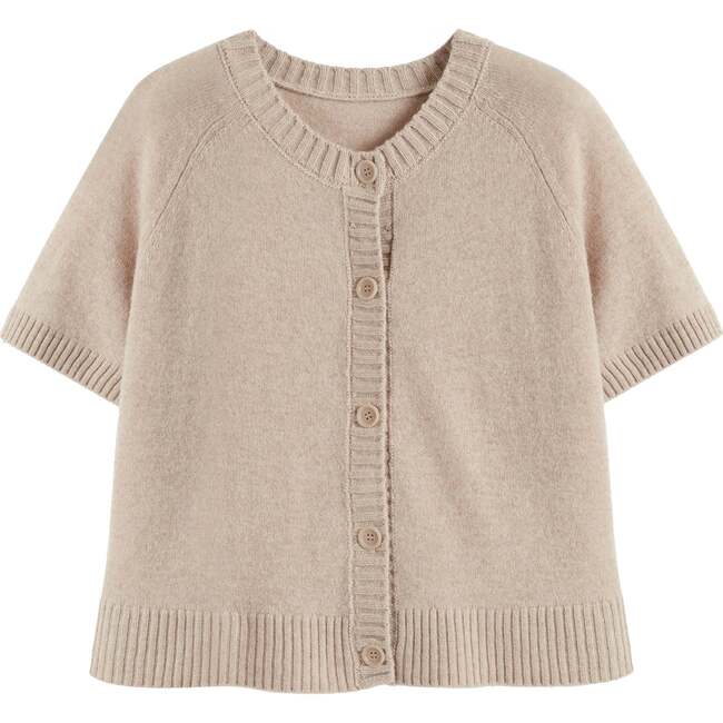 Wool Cashmere Light Button Tee, Soft Oat - Sweaters - 5
