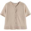Wool Cashmere Light Button Tee, Soft Oat - Sweaters - 5 - thumbnail