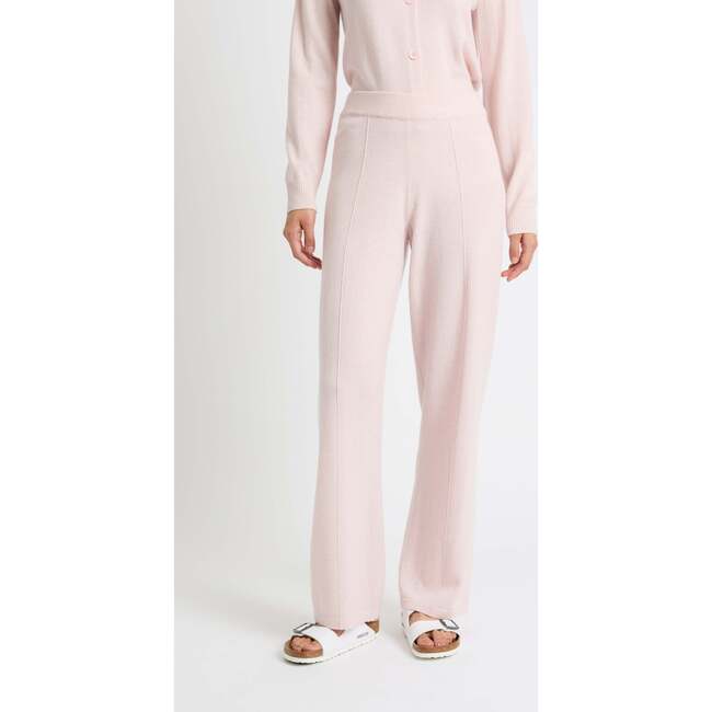 Wool & Cashmere Wide Leg Track Pant, Pink Melange