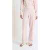 Wool & Cashmere Wide Leg Track Pant, Pink Melange - Pants - 1 - thumbnail