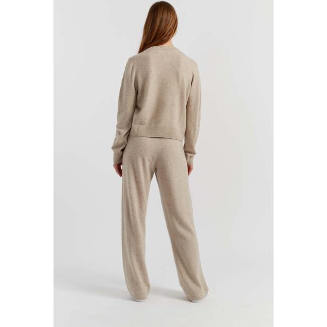 Wool Cashmere Blend Crew Neck Cropped Cardigan, Soft Yellow - Sweaters - 4