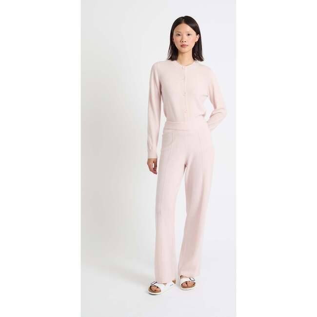 Wool & Cashmere Wide Leg Track Pant, Pink Melange
