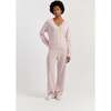 V Neck Wool Cashmere Slouchy Lightweight Sweater, Pink Melange - Sweaters - 3