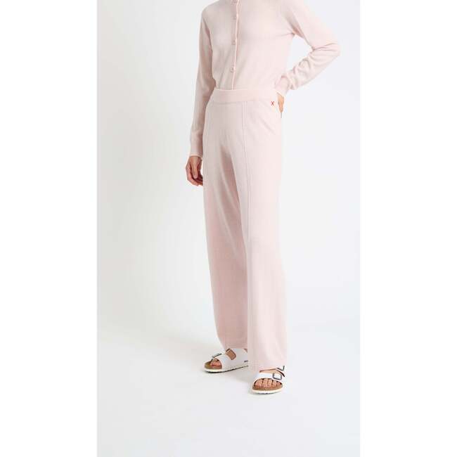 Wool & Cashmere Wide Leg Track Pant, Pink Melange - Pants - 3