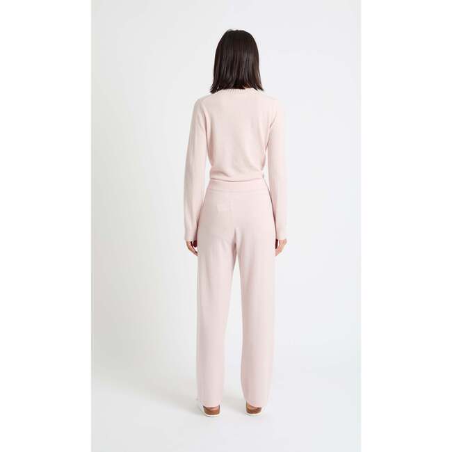 Wool & Cashmere Wide Leg Track Pant, Pink Melange - Pants - 4