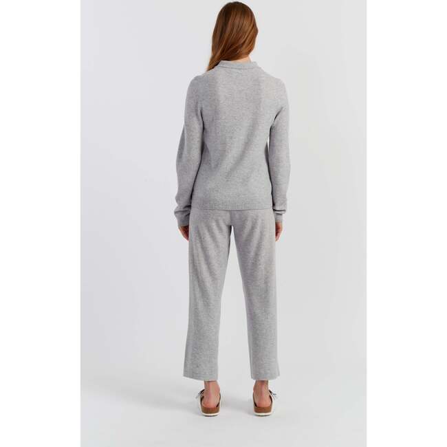 Wool Cashmere Polo Sweater, Light Grey