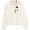 Wool-Cashmere Peanuts Polo Shirt, Cream - Sweaters - 4