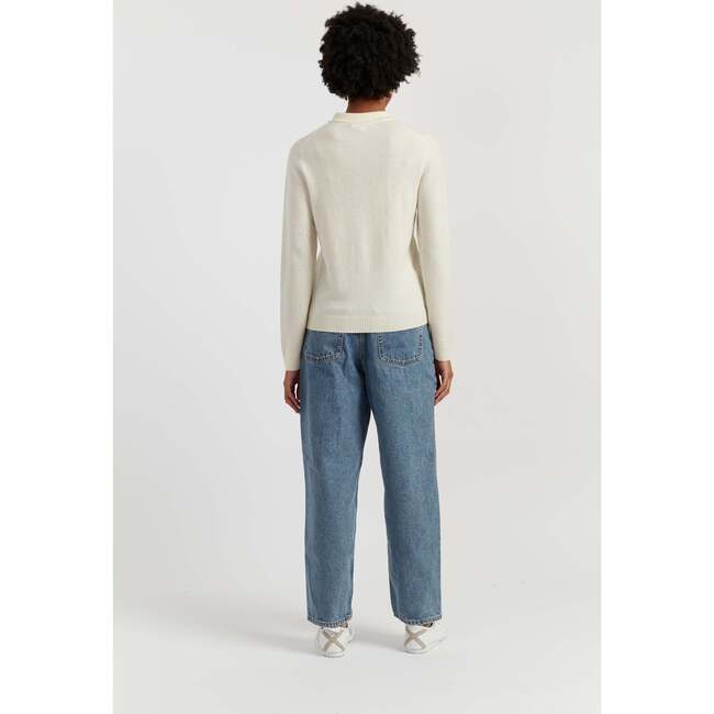 Wool Cashmere Polo Sweater, Cream