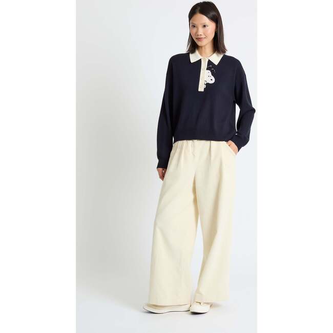 Wool Cashmere Peanuts Polo Shirt, Navy