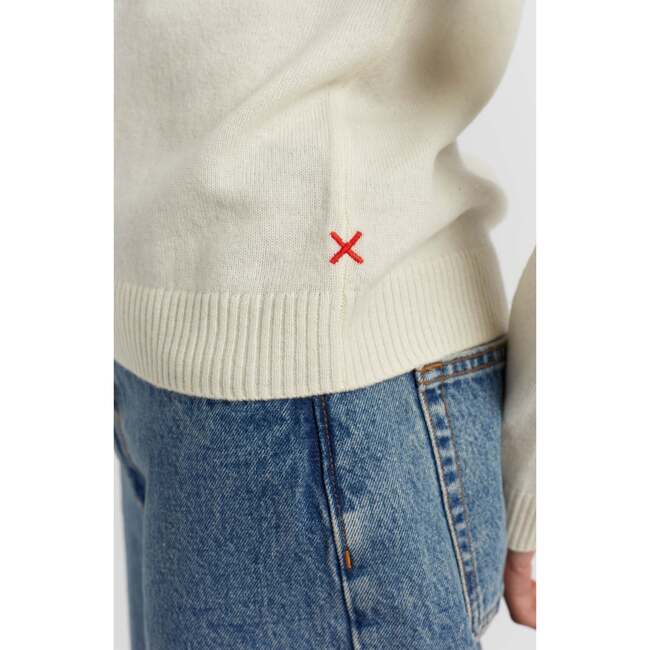 Wool Cashmere Polo Sweater, Cream - Sweaters - 3