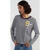 Cotton Snoopy Varsity Long Sleeve T-shirt, Navy - Sweaters - 1 - thumbnail