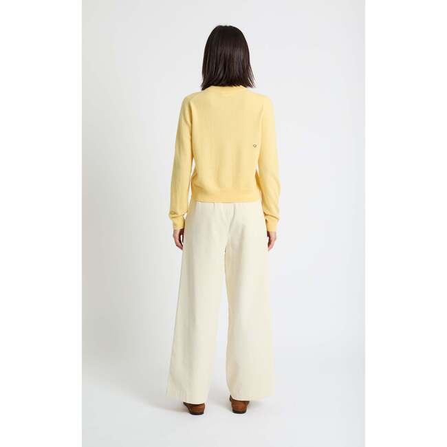 Wool Cashmere Sneeky Snoopy Cardigan, Soft Yellow - Sweaters - 3