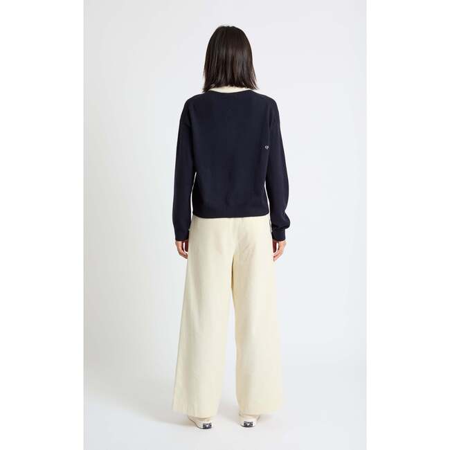 Wool Cashmere Peanuts Polo Shirt, Navy - Sweaters - 3