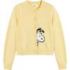 Wool Cashmere Sneeky Snoopy Cardigan, Soft Yellow - Sweaters - 4