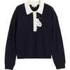 Wool Cashmere Peanuts Polo Shirt, Navy - Sweaters - 4