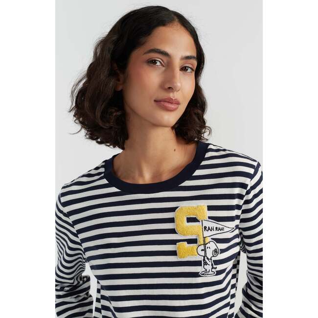 Cotton Snoopy Varsity Long Sleeve T-shirt, Navy