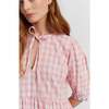 Linen-Blend Gingham Daisy Day Dress, Pink - Dresses - 4 - thumbnail