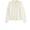 Wool Cashmere Polo Sweater, Cream - Sweaters - 5