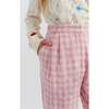 Linen Blend Gingham Trousers, Pink - Pants - 3