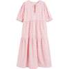 Linen-Blend Gingham Daisy Day Dress, Pink - Dresses - 5 - thumbnail