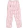 Linen Blend Gingham Trousers, Pink - Pants - 4