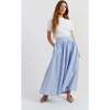 Cotton Oxfort Stripe Skirt, Blue - Skirts - 2