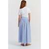 Cotton Oxfort Stripe Skirt, Blue - Skirts - 3