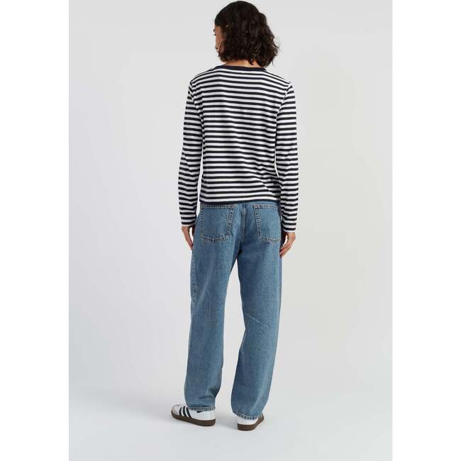 Cotton Snoopy Varsity Long Sleeve T-shirt, Navy - Sweaters - 4