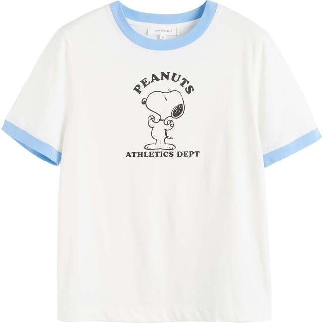 Cotton Snoopy Athletics T-shirt, Cream - Sweaters - 4