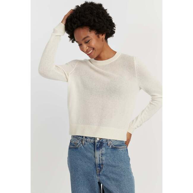 Cloud Cashmere Cropped Sweater, Cream