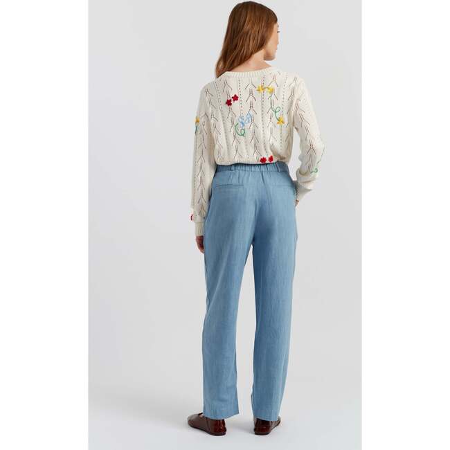 Cotton Chambray Daisy Trousers, Blue