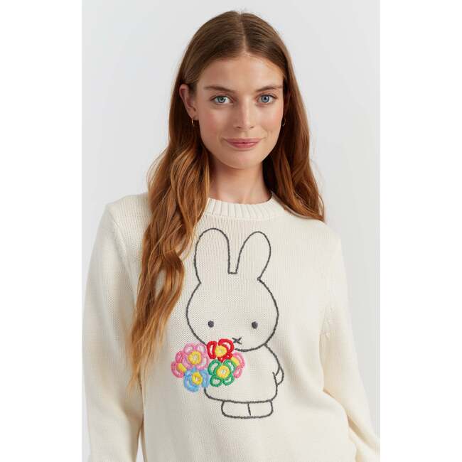 Cotton Miffy Hand Embroidered Sweater, Cream - Sweaters - 3