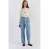 Cotton Chambray Daisy Trousers, Blue - Pants - 3