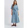 Chambray Buttercup Shirt Dress, Blue - Dresses - 1 - thumbnail